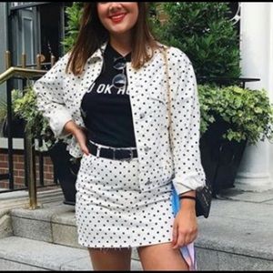 Topshop Jean Jacket Size 4 oversized polka dots